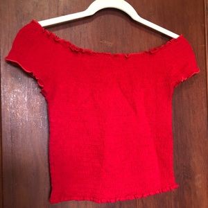 Brandy Melville shoulder shirred top